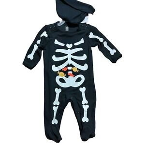 NEW Carter's Just for You Black Skeleton Costume Sleep N Play Babysuit